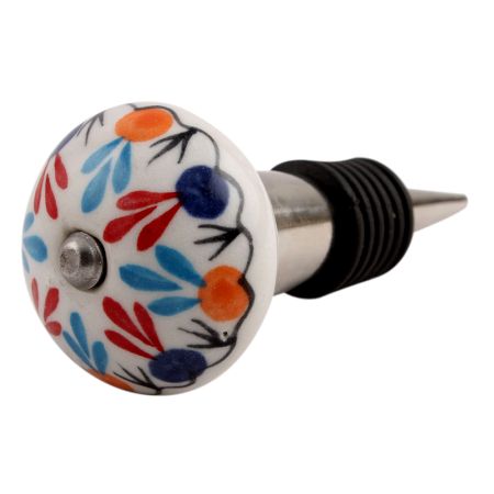 Red Blue Clover Ceramic Wine Stopper (Pack Of One Piece)